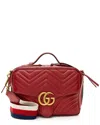Gucci Red Matelasse Leather Gg Marmont Zip Around Top Handle (authentic Pre-  Loved) In Red