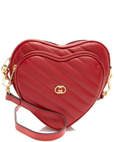 Gucci Red Matelasse Leather Interlocking G Heart Mini Shoulder Bag (authentic Pre-loved)