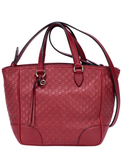 Pre-owned Gucci Red Microssima Bree Tote (authentic Pre-loved)