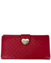 Gucci Red Microssima Heart Continental Wallet (authentic Pre-loved) In Red