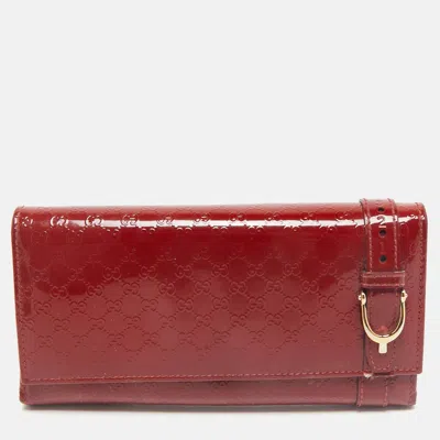 Pre-owned Gucci Red Microssima Patent Leather Nice Continental Wallet