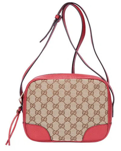 Gucci Red Monogram Canvas Bree Camera Crossbody In Neutral