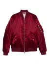 Gucci Padded Nylon Bomber Jacket With Chest Logo In Burgundy