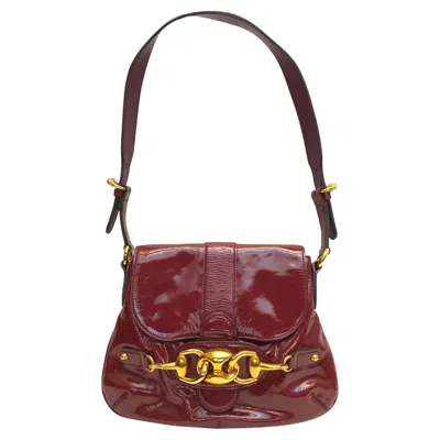 Pre-owned Gucci Red Patent Leather Gold Hardware Flap Shoulder Bag