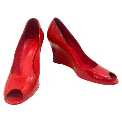 Pre-owned Gucci Red Patent Leather Peep-toe Wedge Pumps Spring/summer 2011 Size 38.5