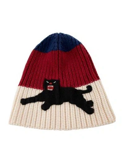 Pre-owned Gucci Red Patterned Beanie In Multi