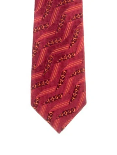 Pre-owned Gucci Red Patterned Men's Tie
