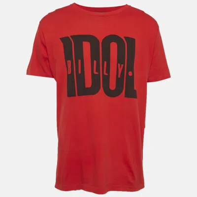 Pre-owned Gucci Red Printed Jersey Oversized T-shirt Xs