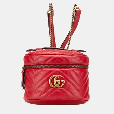 Pre-owned Gucci Gg Marmont Round Matelasse Leather Backpack