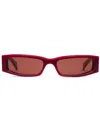 Gucci Acetate Sunglasses Frame Rectangular Lenses Tinted In Red