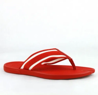 Pre-owned Gucci Red Rubber Sandals With White Stripes 391366 7567