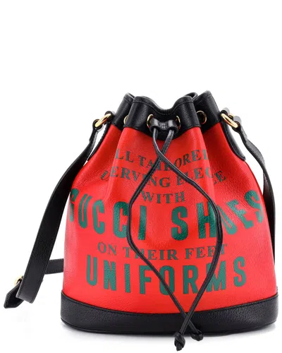 Gucci Red Sheep Leather 100 Bucket Bag (authentic Pre-loved)