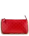 Gucci Red Sheep Leather Chain Wristlet Wallet Ssima (authentic Pre-loved) In Red