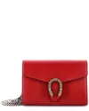 Gucci Red Sheep Leather Dionysus Chain Wallet With Embellished Detail Small  (authentic Pre-loved)