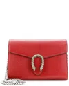Gucci Red Sheep Leather Dionysus Chain Wallet With Embellished Detail Small  (authentic Pre-loved)