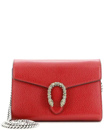 Gucci Red Sheep Leather Dionysus Chain Wallet With Embellished Detail Small  (authentic Pre-loved)