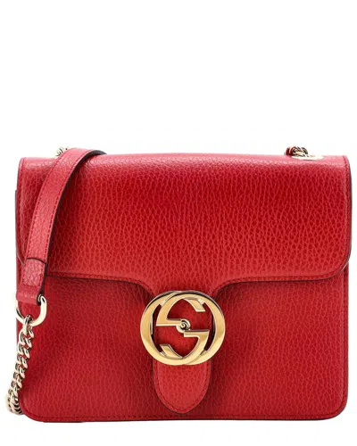 Gucci Red Sheep Leather Interlocking Shoulder Bag Small (authentic Pre-loved)