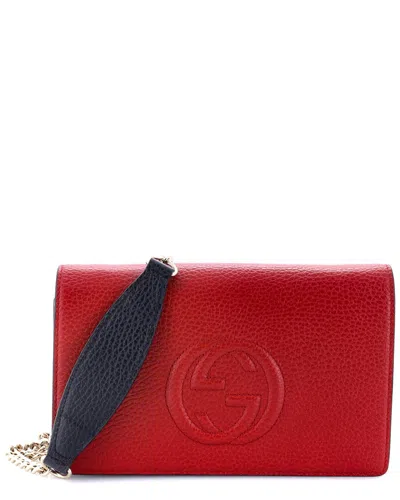 Gucci Red Sheep Leather Soho Wallet On Chain (authentic Pre-loved)
