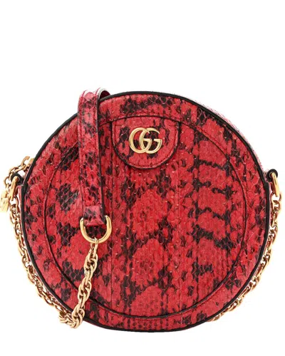 Gucci Red Snakeskin Gg Ophidia Round Crossbody Bag (authentic Pre-loved)