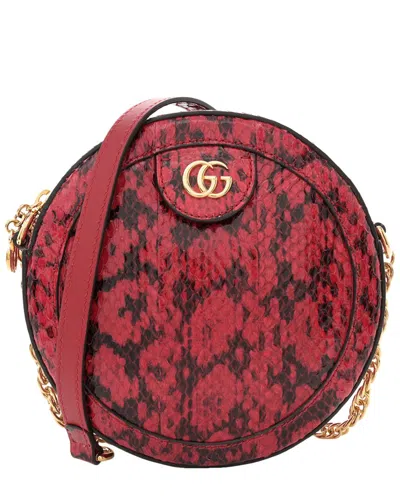 Gucci Red Snakeskin Gg Ophidia Round Crossbody Bag (authentic Pre-loved)