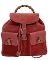 Gucci Red Suede Bamboo Backpack (authentic Pre-loved) In Red