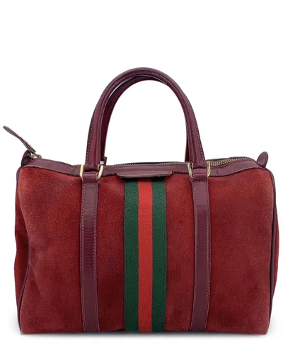 GUCCI GUCCI RED SUEDE BOSTON HANDBAG (AUTHENTIC PRE-LOVED)