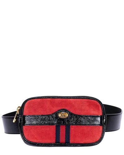 Gucci Red Suede Leather Web Ophidia Belt Bag