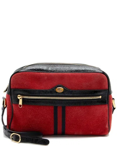 GUCCI GUCCI RED SUEDE OPHIDIA CAMERA BAG (AUTHENTIC PRE-LOVED)