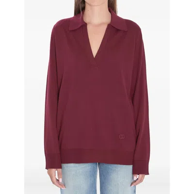 Gucci Women Extra Fine Wool Polo Top In Brown