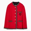 GUCCI GUCCI RED TWEED JACKET WITH LOGO WOMEN