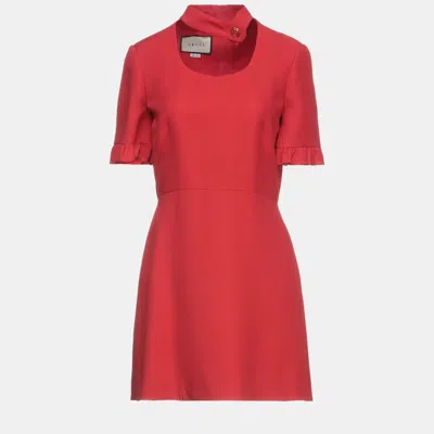 Pre-owned Gucci Red Wool Blend Mini Dress M (it 42)