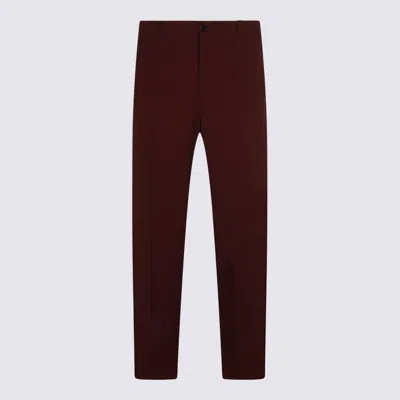 Gucci Red Wool Pants In Burgundy