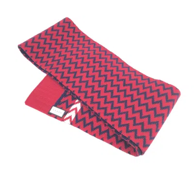 Pre-owned Gucci Red Zigzag Wool Knit Women's Scarf () In Multi