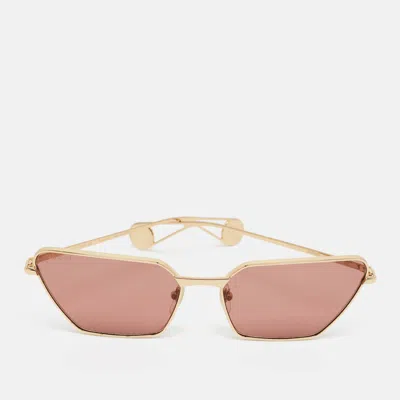 Pre-owned Gucci Red/gold Tone Gg0538s Cat Eye Sunglasses