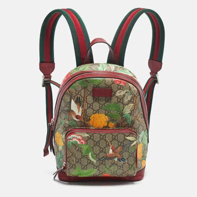 Pre-owned Gucci Red/multicolor Tian Gg Supreme Canvas Backpack