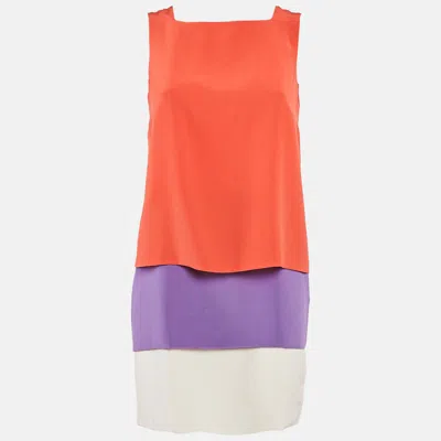 Pre-owned Gucci Red/purple Silk Layered Sleeveless Mini Dress S