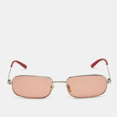 Pre-owned Gucci Red/silver Tone Gg1457s Rectangle Sunglasses