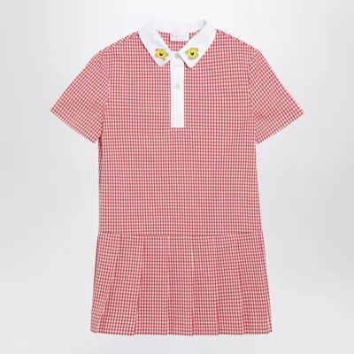 Gucci Red/white Check Cotton Mini Dress In Pink