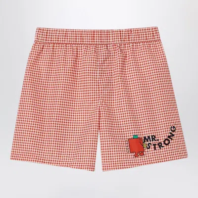 Gucci Red/white Check Cotton Mini Shorts