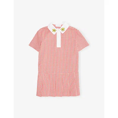 Gucci Kids' Mr Men Gingham-print Cotton Dress 4- In Orange