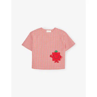 Gucci Babies' Mr Strong-appliqué Cotton T-shir In Brown