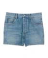 Gucci Regular Denim Shorts With Horsebit In Blue