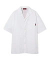 Gucci White Bowling Shirt With Web Detail On The Front And Maxi Web Print With Logo Lettering On The In White