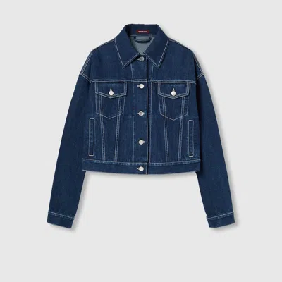 Gucci Relaxed Cropped Fit Denim Jacket In Blue