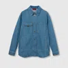 Gucci Denim Regular Solid Shirt In Blue