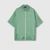 Gucci Relaxed Fit Gg Satin Zip Shirt In Green