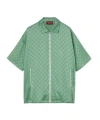 Gucci Relaxed Fit Gg Satin Zip Shirt In Lime Green