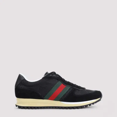 Gucci Re-motion Gg Canvas Suede-trimmed Sneakers In Black