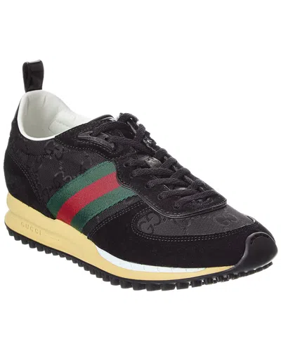Gucci Re-motion Gg Nylon & Suede Sneaker In Black