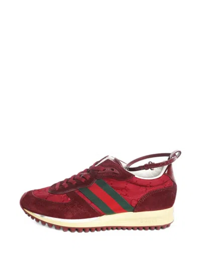 Pre-owned Gucci Re-motion Suede Sneakers In Red